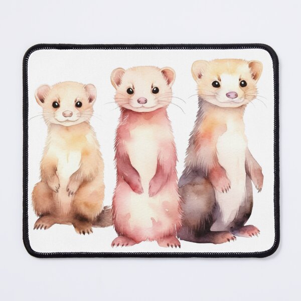 Item preview, Three Watercolour Ferrets designed and sold by Kitty-Cactus.