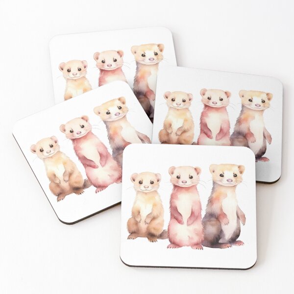 Item preview, Three Watercolour Ferrets designed and sold by Kitty-Cactus.