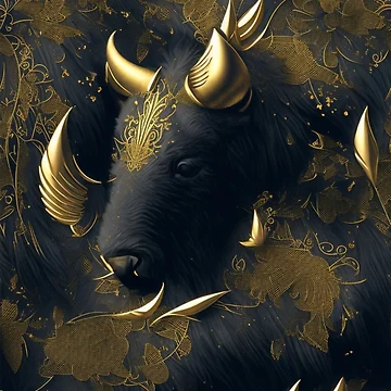Aperçu de l'œuvre Bison, gold and black themed pattern de Rothnaric