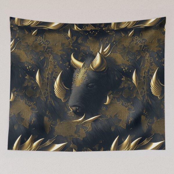 Aperçu de l'œuvre Bison, gold and black themed pattern créée et vendue par Rothnaric.