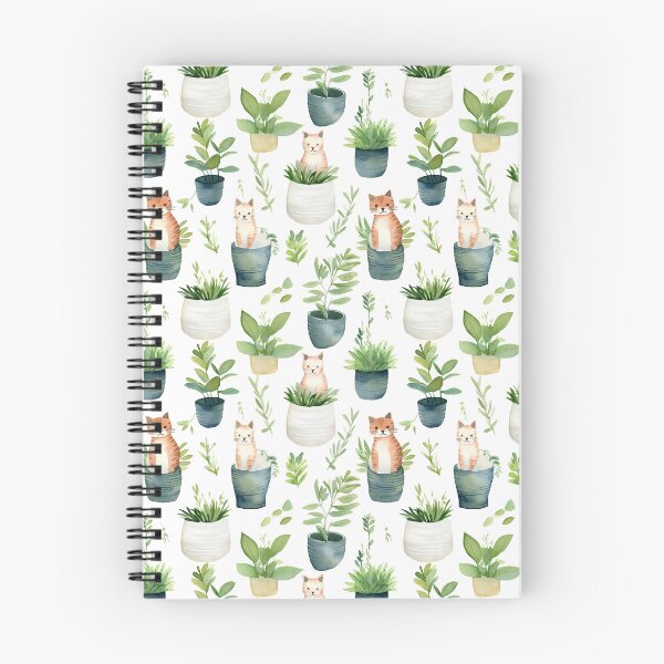 Item preview, Watercolour Cats and Pot Plants designed and sold by Kitty-Cactus.