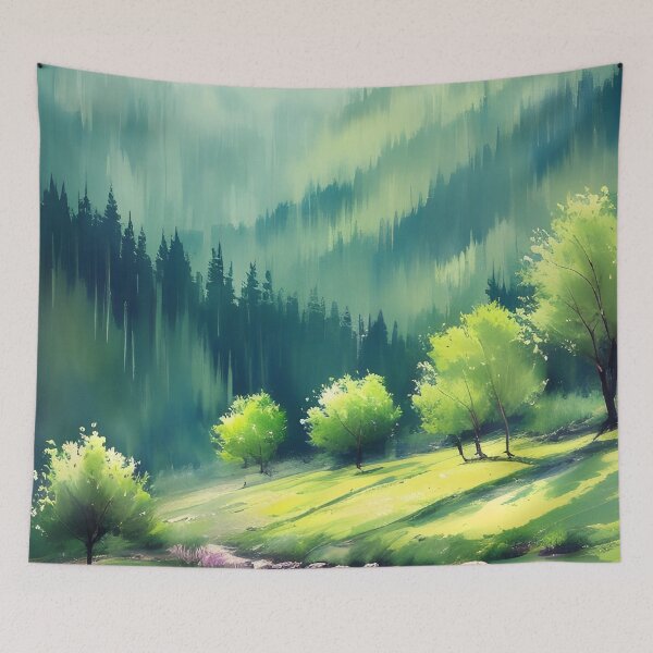 Item preview, Watercolor Mountain Landscape - Impressionism and Chinese painting designed and sold by joejiing.