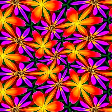 Artwork thumbnail, Bright Orange Flower Pattern by Patternflower