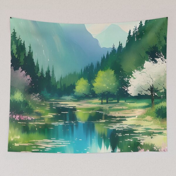Item preview, Watercolor Mountain Landscape - Impressionism and Chinese painting designed and sold by joejiing.