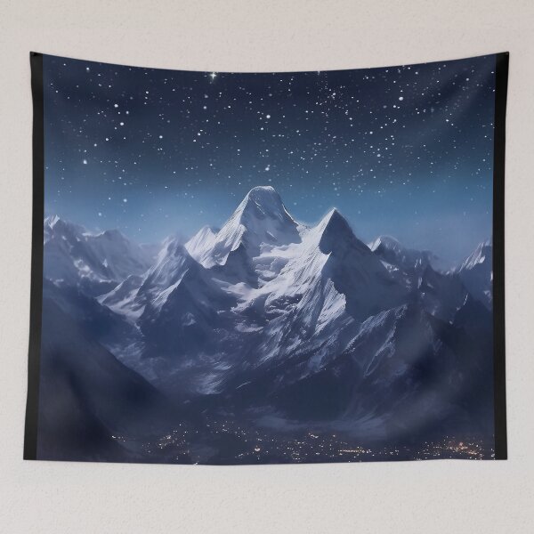 Item preview, A Snowy Mountain Range With Stars In The Sky designed and sold by GiveMeMood.