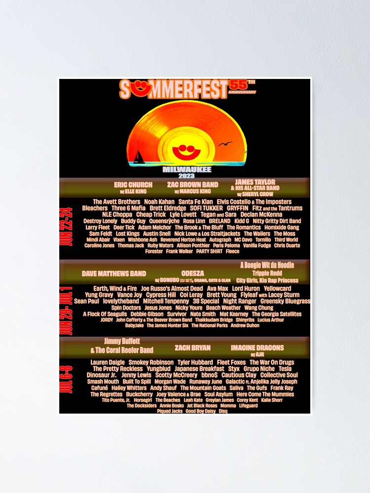 "Summerfest 2023 LineUp" Poster for Sale by Festmerch Redbubble