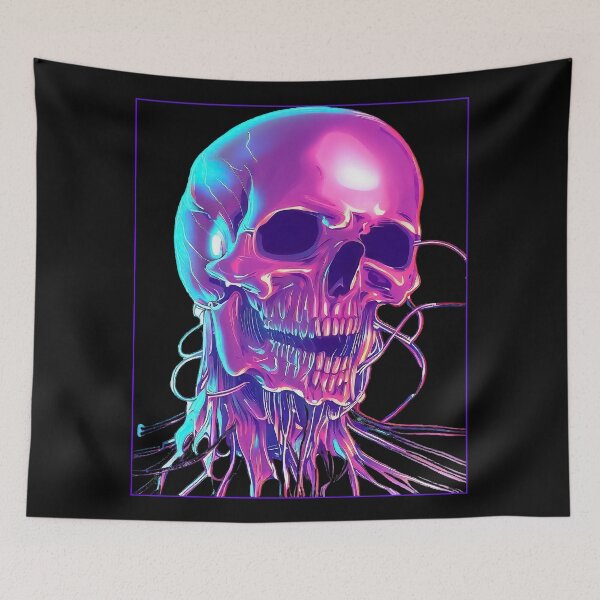 Item preview, Spooky Retro glitch cyborg skull vaporwave designed and sold by TomFrontierArt.