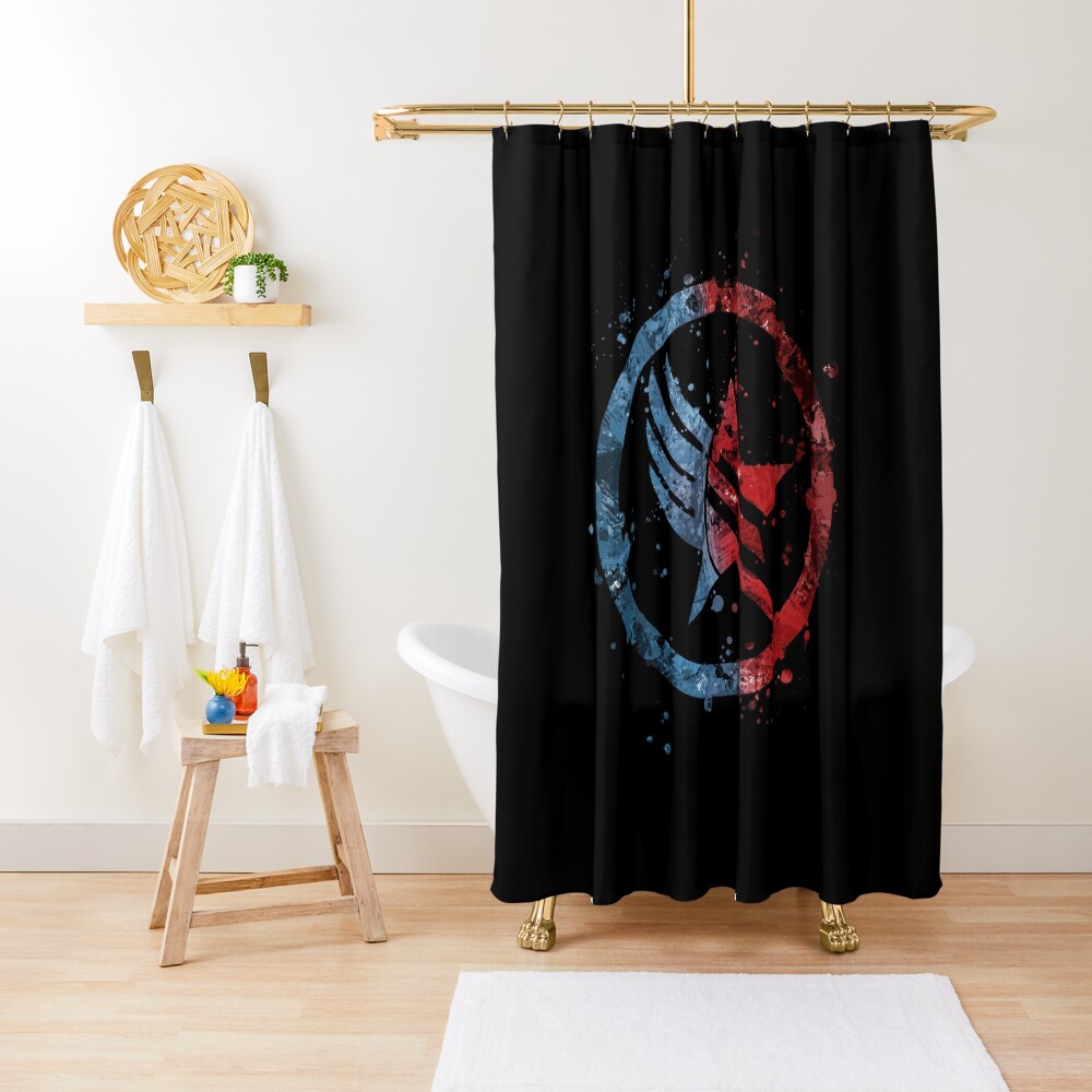 Mass Effect Renegade/Paragon Combo Splatter Shower Curtain
