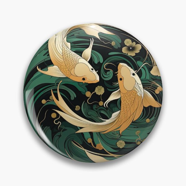 Item preview, "Emerald and Gold Harmony: Koi Fish Yin Yang designed and sold by AussieAck.