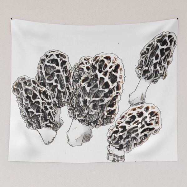 Item preview, Black and White Grey Morel Mushrooms designed and sold by natnat7w.
