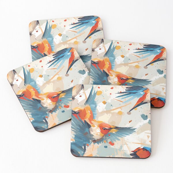 Item preview, Wild Birds Pattern 1, minimalist pastel woodpeckers in flight, sudden rush, casual panic, it's going to be okay, blue, pink, green, beige, ornithology and nature. designed and sold by FoxRobinRabbit.
