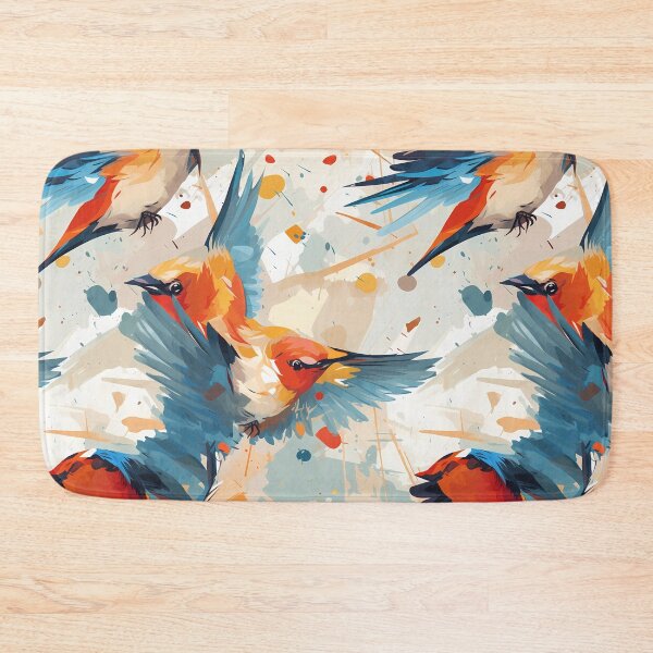 Item preview, Wild Birds Pattern 1, minimalist pastel woodpeckers in flight, sudden rush, casual panic, it's going to be okay, blue, pink, green, beige, ornithology and nature. designed and sold by FoxRobinRabbit.