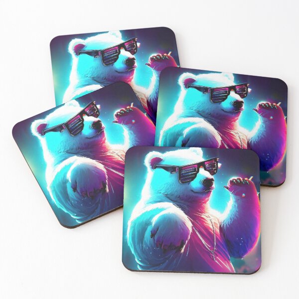 Item preview, Funny cool polar bear in party glasses dancing in club designed and sold by TomFrontierArt.