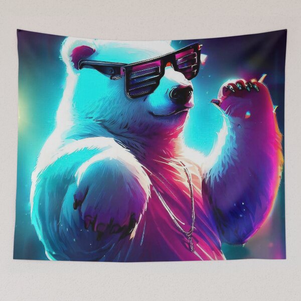 Item preview, Funny cool polar bear in party glasses dancing in club designed and sold by TomFrontierArt.