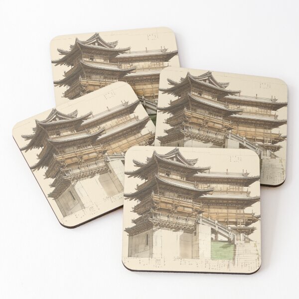 Item preview, Architectural sketches of an Asian Temple designed and sold by The Blue Foo.