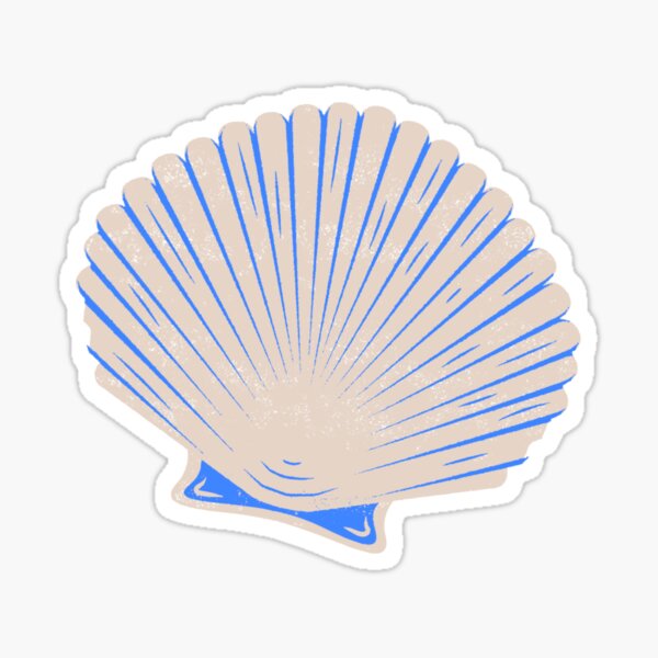 Blue and tan clam shell outline  Sticker for Sale by Allie Rockhill