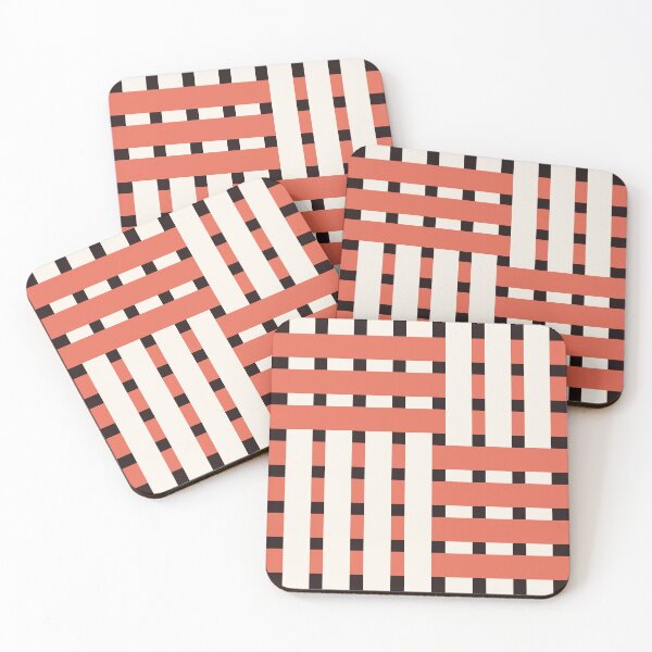 Item preview, Fabric Weave Design - Matt Rib Weave Irregular Pattern - Black and Salmon designed and sold by DesignCentrum.