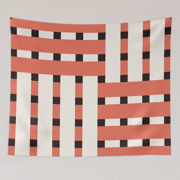 Item preview, Fabric Weave Design - Matt Rib Weave Irregular Pattern - Black and Salmon designed and sold by DesignCentrum.