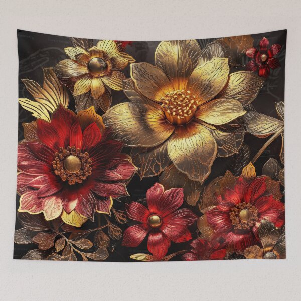 Item preview, Bohemian Vintage Luxury Flowers | Modern Floral Boho Golden Romantic Flower Fusions designed and sold by Bored Elon.