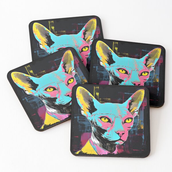 Item preview, Popartistic Sphynx in Glasses Colorful Surreal Miaw designed and sold by bellabitis.