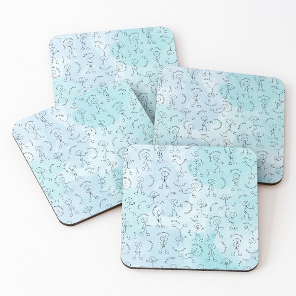 Item preview, Stick Figures on Blue Watercolor pattern designed and sold by artbybiyan.