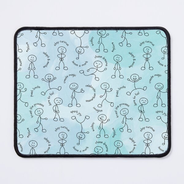Item preview, Stick Figures on Blue Watercolor pattern designed and sold by artbybiyan.
