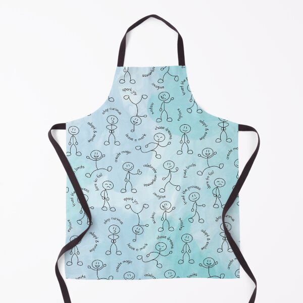 Item preview, Stick Figures on Blue Watercolor pattern designed and sold by artbybiyan.
