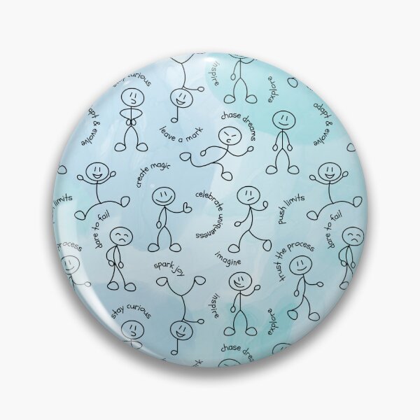 Item preview, Stick Figures on Blue Watercolor pattern designed and sold by artbybiyan.