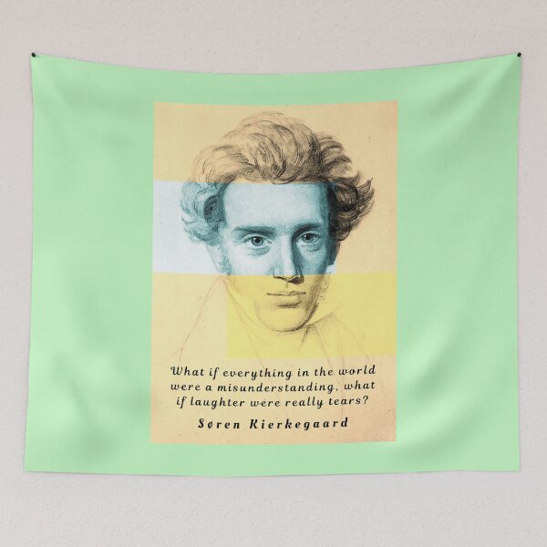 Item preview, Søren Kierkegaard portrait and quote: What if everything in the world were a misunderstanding,,,, designed and sold by artbleed.