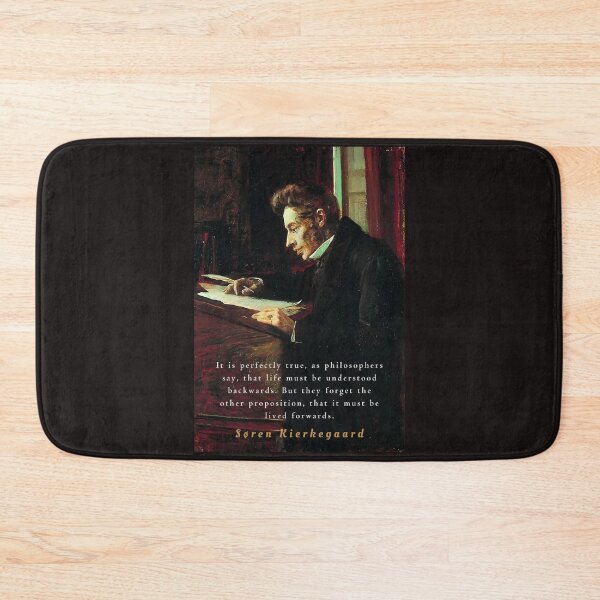 Item preview, Søren Kierkegaard portrait and quote: It is perfectly true, as the philosophers say, that life must be understood backwards... designed and sold by artbleed.