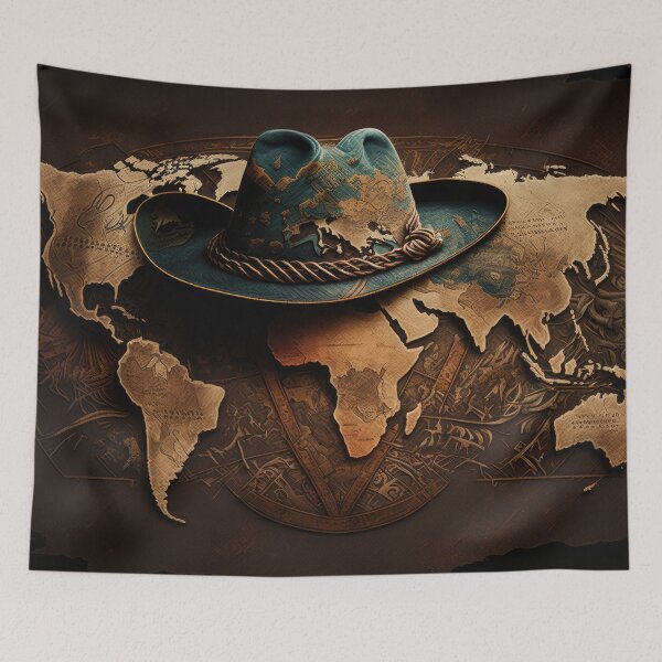 Item preview, World Map Vintage Hat designed and sold by Map4U.