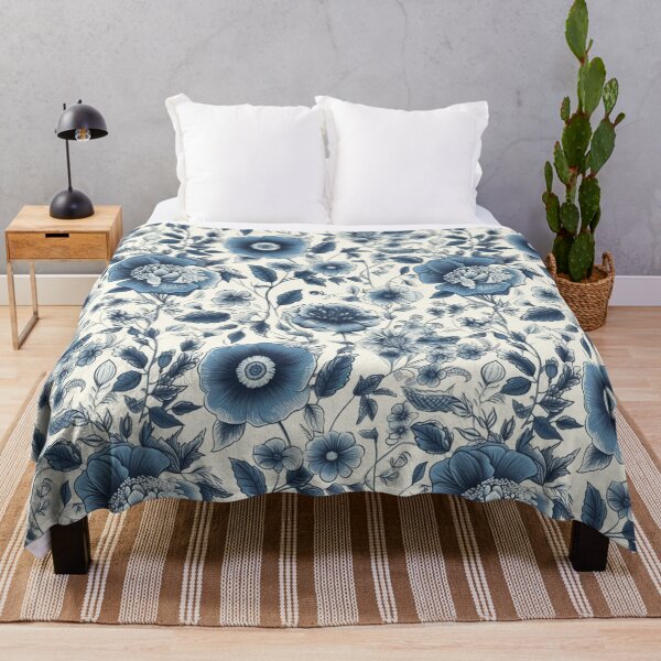 Item preview, Blue vintage flowers designed and sold by PlumariCo.
