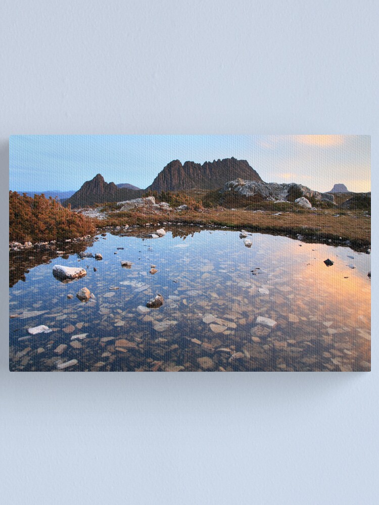 Thumbnail 2 of 3, Canvas Print, Cradle Mountain Tarn Sunset, Australia designed and sold by Michael Boniwell.
