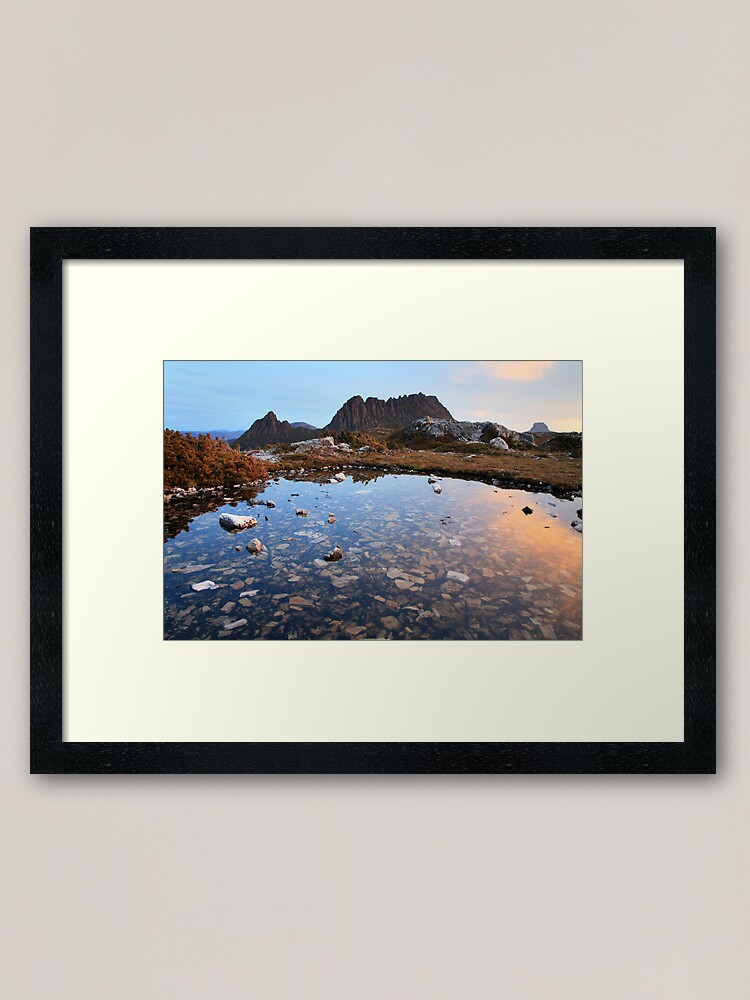 Framed Art Print, Cradle Mountain Tarn Sunset, Australia designed and sold by Michael Boniwell
