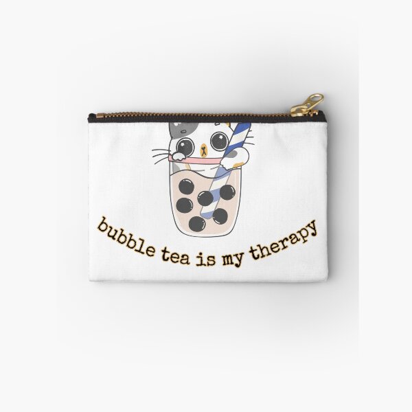 Item preview, bubble tea is my therapy Black and White Funny Sarcastic Quote meme  designed and sold by Mindlimes.
