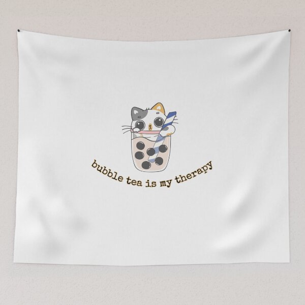 Item preview, bubble tea is my therapy Black and White Funny Sarcastic Quote meme  designed and sold by Mindlimes.