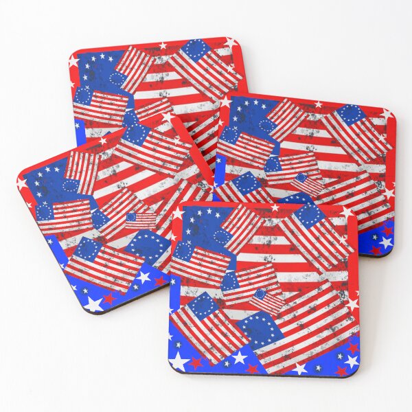 Item preview, RED-BLUE-WHITE AMERCANA  ANTIQUE BATTLE FLAGS ART designed and sold by sharlesart.