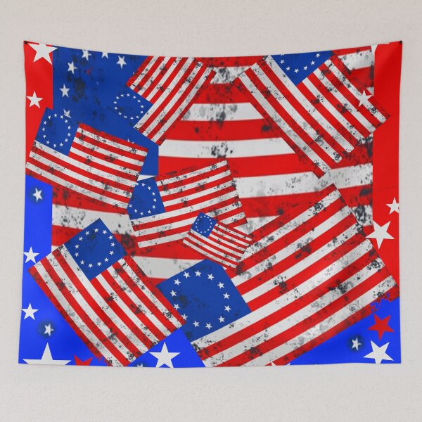Item preview, RED-BLUE-WHITE AMERCANA  ANTIQUE BATTLE FLAGS ART designed and sold by sharlesart.