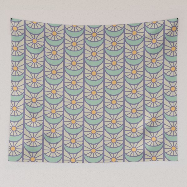 Item preview, KF 0049 F - Retro Vintage Flower Minimalist 70s Modern Geometric Floral Pattern designed and sold by KhakiFinch.