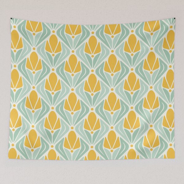 Item preview, KF 0050 F - Retro Vintage Tulip Flower Minimalist 70s Modern Geometric Floral Pattern designed and sold by KhakiFinch.