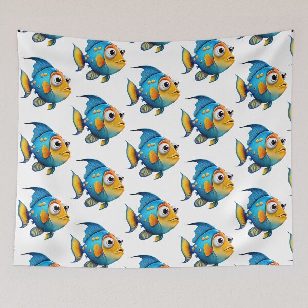 Item preview, A Blue and Yellow Animated Fish Tale designed and sold by TheStadiumShirt.