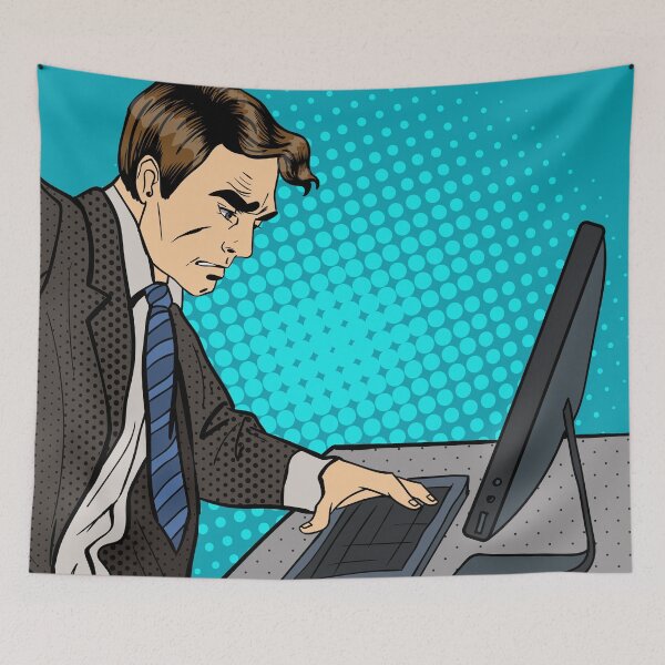 Item preview, Anger Businessman. Businessman Works at the Computer. Pop Art.  designed and sold by ivector.
