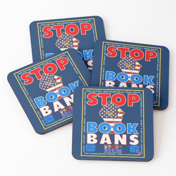 Item preview, PMD00937 Progressive Movement Designs patriotic American Stop Book Bans design shows you support democracy progressive goals for Progressives Democrats Independents Liberals designed and sold by ProgressiveLeft.
