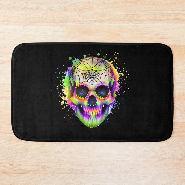 Item preview, Colored skull with realistic green eyes, accompanied by a spiderweb. designed and sold by Art-Filter.