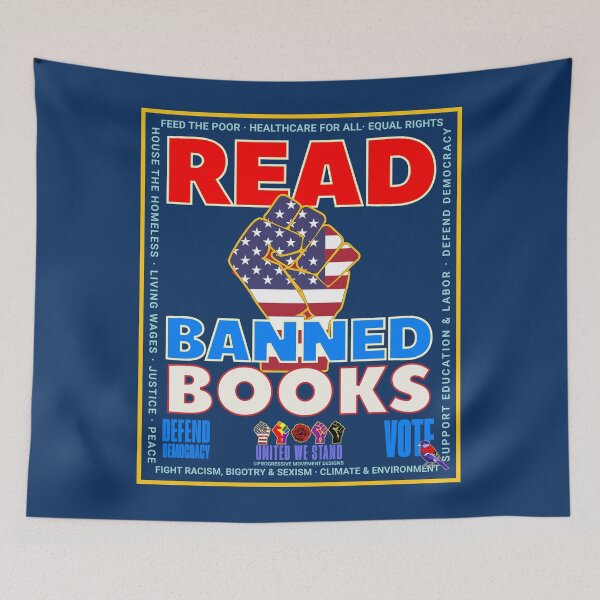 Item preview, PMD00938 Progressive Movement Designs patriotic American Read Banned Books design shows you support democracy progressive goals for Progressives Democrats Independents Liberals designed and sold by ProgressiveLeft.