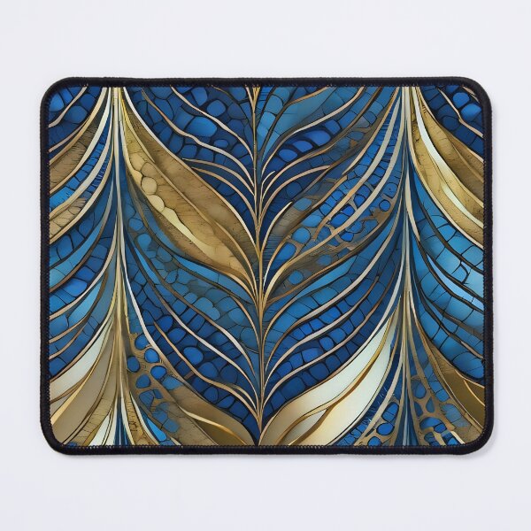 Item preview, Gold blue trendy leaves pattern design designed and sold by digitalartlb.