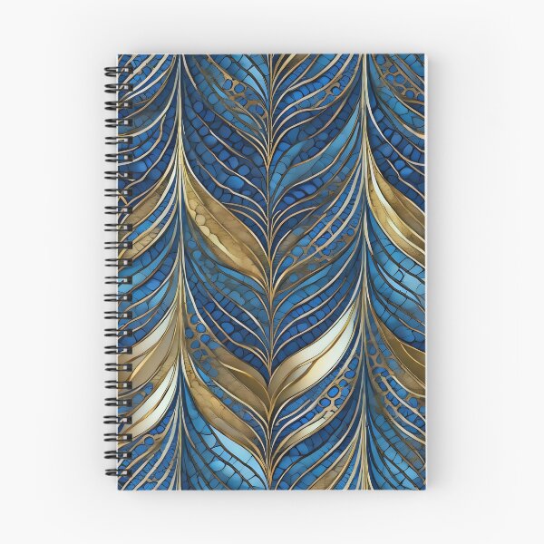 Item preview, Gold blue trendy leaves pattern design designed and sold by digitalartlb.