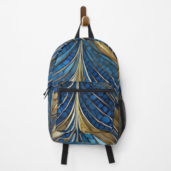 Item preview, Gold blue trendy leaves pattern design designed and sold by digitalartlb.