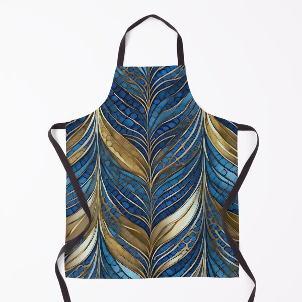 Item preview, Gold blue trendy leaves pattern design designed and sold by digitalartlb.