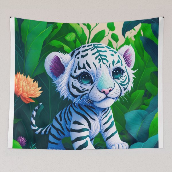 Item preview, Cute Baby White Tiger In The Jungle designed and sold by Yoselin Moran.